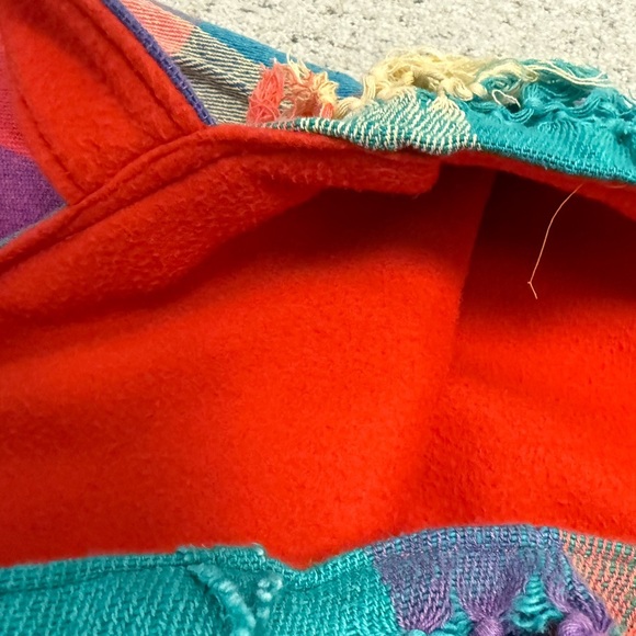 Mooncraft handmade NWT  button Red and Orange TasseledTote Bag lined flannel red - Picture 7 of 13